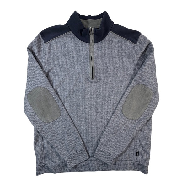 Hugo Boss Other - Hugo Boss Piceno 33 Mens XXL Blue Gray Quarter Zip Pullover Elbow Patches